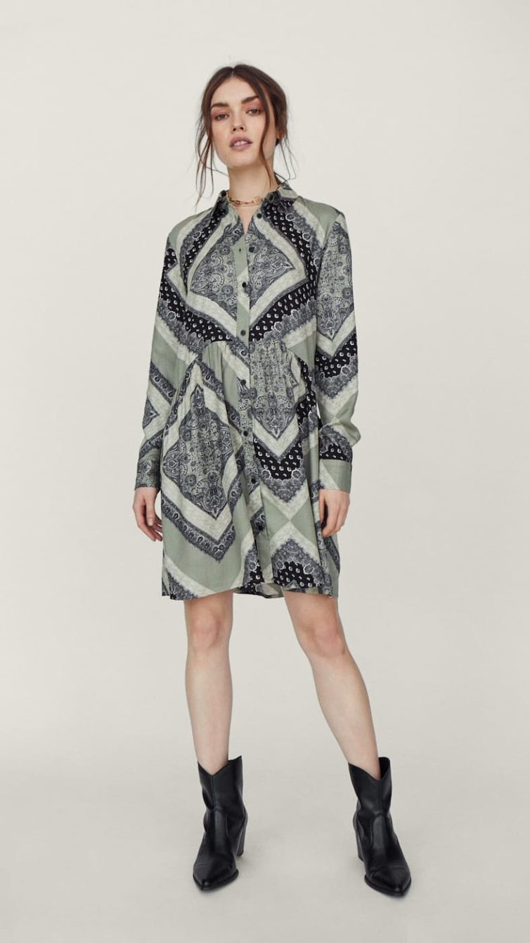 vestido camiseiro stradivarius