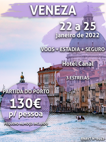 Esta viagem para Veneza custa 130€ num hotel com vista para o Canal