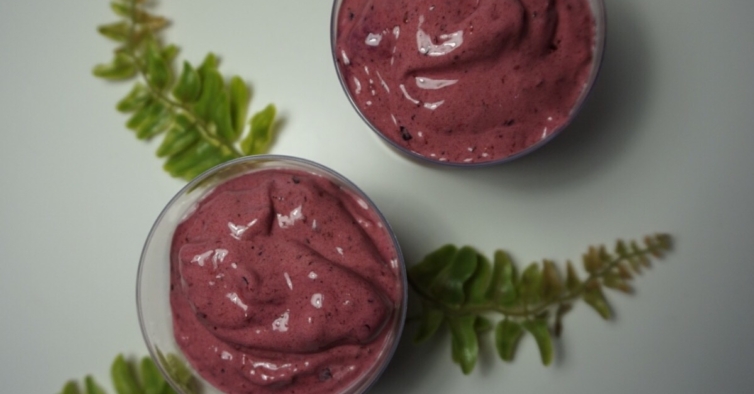 Gelado proteico de frutos vermelhos