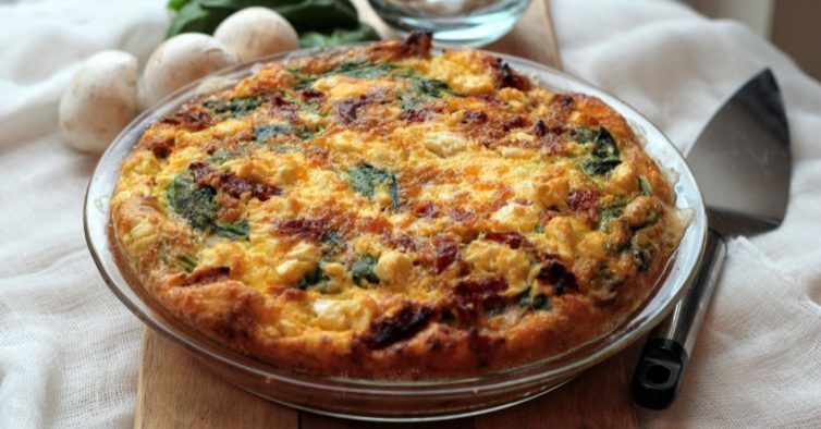 Quiche de espinafres e queijo ricotta