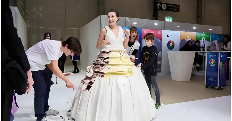 Esta pasteleira criou um vestido de noiva feito em bolo — e entrou para o Guinness